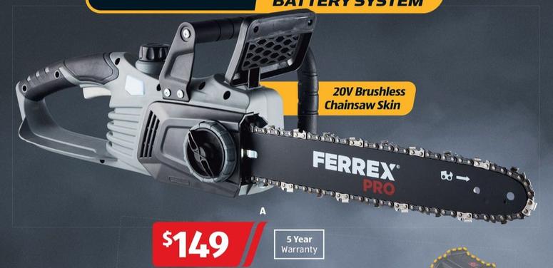 2 X 20v Brushless Chainsaw Skin offers at $149 in ALDI