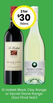 St Hallett - Black Clay Range Or Secret Stone Range (excl Pinot Noir) offers at $30 in The Bottle-O