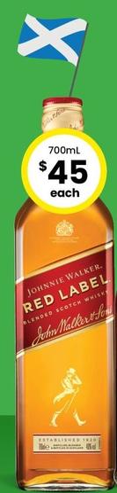 Johnnie Walker - Red Label Blended Scotch Whisky offers at $45 in The Bottle-O