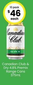 Canadian Club - & Dry 4.8% Premix Range Cans 375ml offers at $47 in The Bottle-O