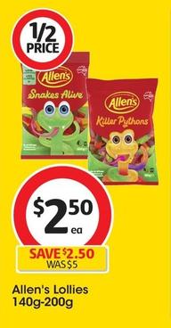 Allen's - Lollies 140g-200g offers at $2.5 in Coles