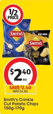 Smith's - Crinkle Cut Potato Chips 150g-170g offers at $2.4 in Coles
