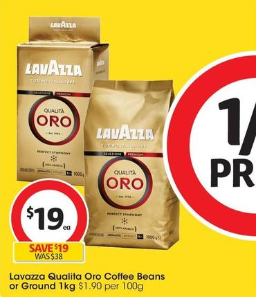 Lavazza - Qualita Oro Coffee Beans 1kg offers at $19 in Coles