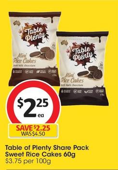 Table Of Plenty - Share Pack Sweet Rice Cakes 60g offers at $2.25 in Coles