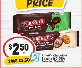 Arnott's - Chocolate Biscuits 160-250g Selected Varieties offers at $2.5 in IGA