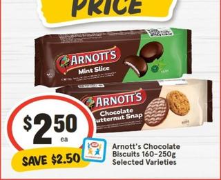 Arnott's - Chocolate Biscuits 160‑250g Selected Varieties offers at $2.5 in IGA