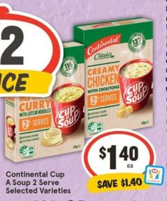 Continental - Cup A Soup 2 Serve Selected Varieties offers at $1.4 in IGA