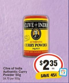 Clive Of India - Authentic Curry Powder 50g offers at $2.35 in IGA
