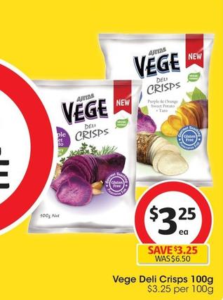 Vege - Deli Crisps 100g offers at $3.25 in Coles