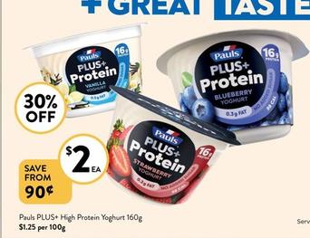 Pauls - PLUS+ High Protein Yoghurt 160g offers at $2 in Foodworks