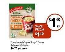 Continental - Cup A Soup 2 Serve Selected Varieties offers at $1.4 in Foodworks