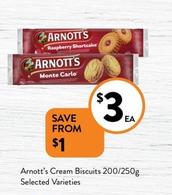 Arnott's - Arnott’s Cream Biscuits 200/250g Selected Varieties offers at $3 in Foodworks