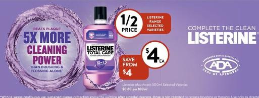 Listerine - Mouthwash 500ml Selected Varieties offers at $4 in Foodworks