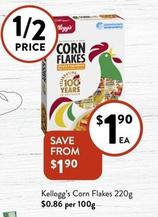 Kelloggs - Corn Flakes 220g offers at $1.9 in Foodworks