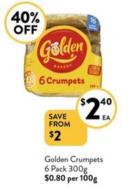 Golden - Crumpets 6 Pack 300g offers at $2.4 in Foodworks