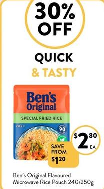 Ben’s Original - Flavoured Microwave Rice Pouch 240/250g offers at $2.8 in Foodworks