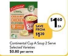 Continental - Cup A Soup 2 Serve Selected Varieties offers at $1.6 in Foodworks