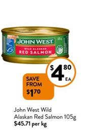 John West - Wild Alaskan Red Salmon 105g offers at $4.8 in Foodworks