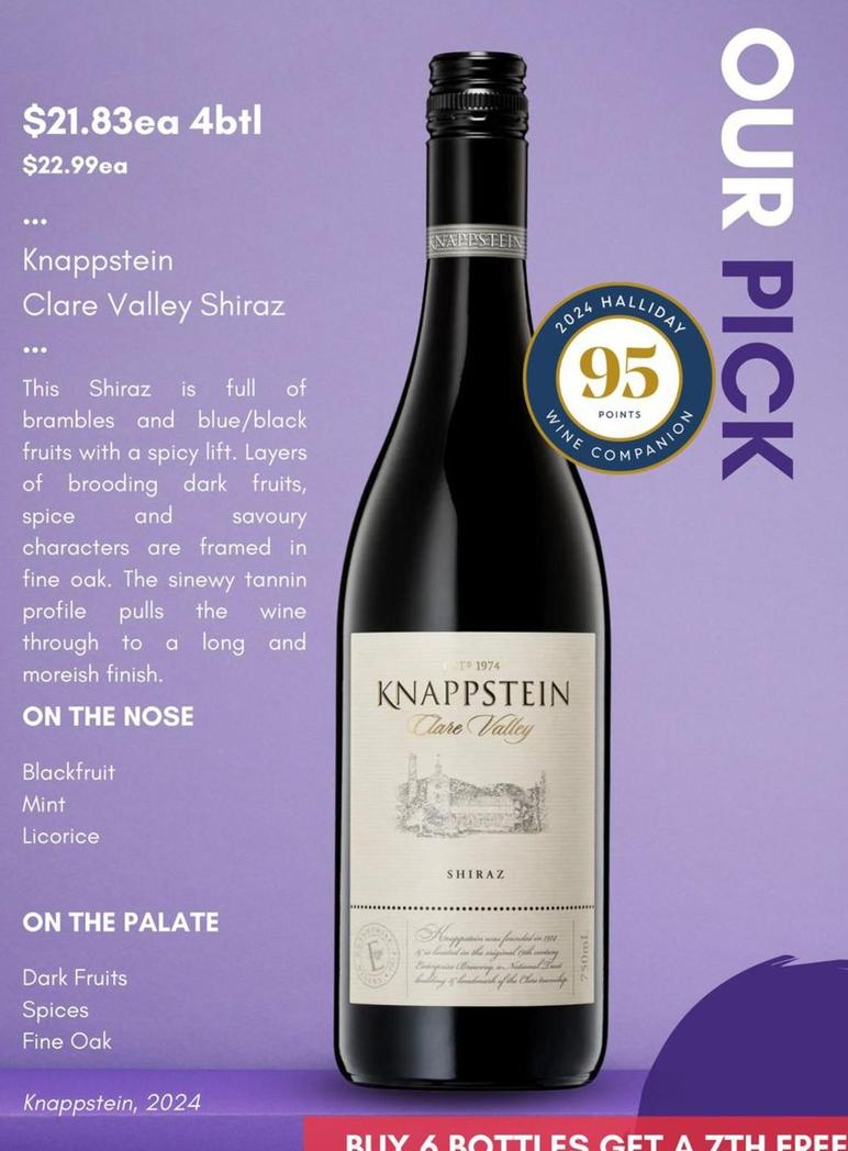 Knappstein - Clare Valley Shiraz offers at $21.83 in Star Liquor