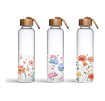 Glass Drinking Bottle - Meadow Bouquet offers at $9.99 in Dollars and Sense