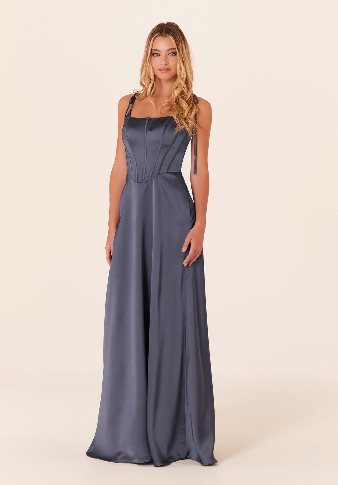 Luxe Satin Bridesmaid Dress with Corset Bodice offers in Morilee