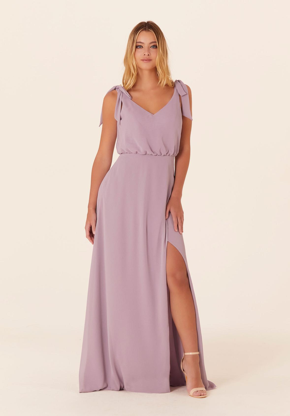 Chiffon Bridesmaid Dress with Tied Bow Straps offers in Morilee