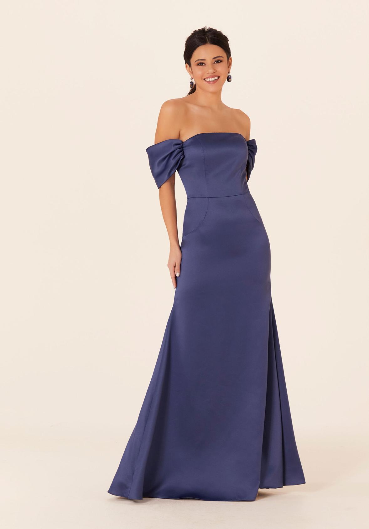 Off The Shoulder Satin Bridesmaid Dress offers in Morilee