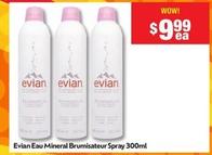 Evian - Eau Mineral Brumisateur Spray 300ml offers at $9.99 in Chemist Warehouse