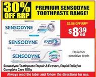 Sensodyne - Toothpaste Repair & Protect, Rapid Relief Or Complete Care 100g offers at $8.39 in Chemist Warehouse
