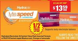 Hydralyte - Electrolyte 24 Sachets Value Pack Assorted Variants offers at $13.59 in My Chemist