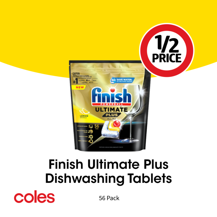 Finish Ultimate Plus Dishwashing Tablets offers at $34 in Coles