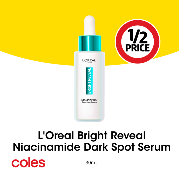 L'Oreal Bright Reveal Niacinamide Dark Spot Serum  offers at $30 in Coles