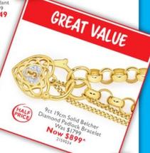 9ct 19cm Solid Belcher Diamond Padlock Bracelet offers at $899 in Prouds