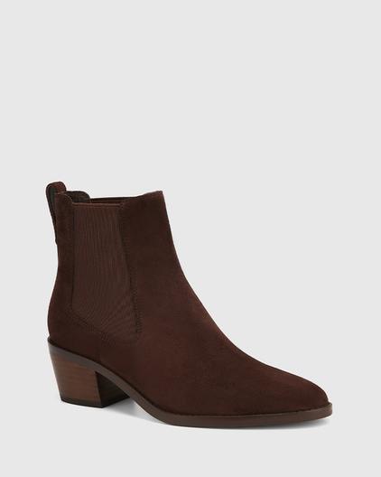 Jocelyn Hickory Suede Leather Block Heel Ankle Boot offers at $289 in Wittner