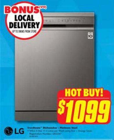 Dishwasher offers at $1099 in The Good Guys