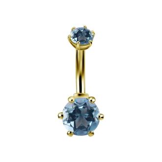 18K Gold Internal Thread Belly Ring - Round Shape Genuine Blue Topaz 14 Gauge - 8mm offers at $399.95 in Essential Beauty