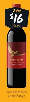 Wolf Blass - Red Label Range offers at $16 in Cellarbrations