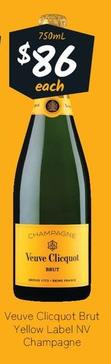 Veuve Clicquot - Brut Yellow Label Nv Champagne offers at $86 in Cellarbrations