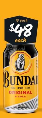 Bundaberg - Up Rum & Cola 4.6% Premix Cans 375ml offers at $48 in Cellarbrations