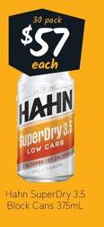 Hahn - Superdry 3.5 Block Cans 375ml offers at $57 in Cellarbrations