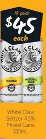 White Claw Seltzer - 4.5% Mixed Cans 330ml offers at $45 in Cellarbrations