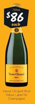 Veuve Clicquot - Brut Yellow Label Nv Champagne offers at $86 in Cellarbrations