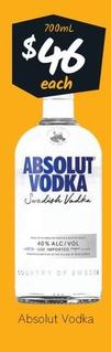 Absolut - Vodka offers at $46 in Cellarbrations