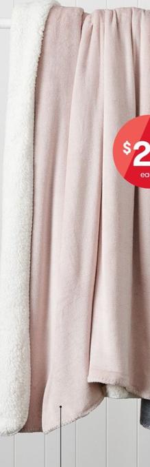 Oscar - Sherpa Reverse Blanket - Double/Queen Bed, Pink offers at $25 in Kmart