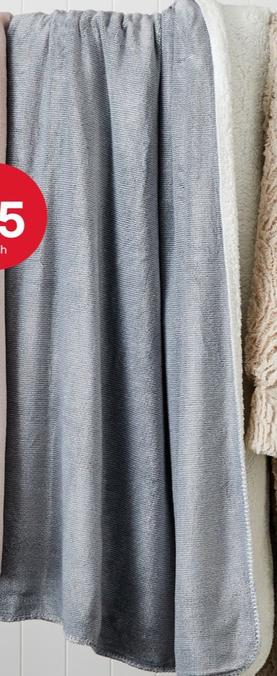 Oscar - Sherpa Reverse Blanket - Double/Queen Bed, Grey offers at $25 in Kmart