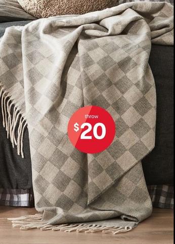 Check Woven Throw - Grey offers at $20 in Kmart