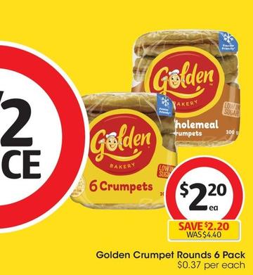 Golden - Crumpet Rounds 6 Pack offers at $2.2 in Coles