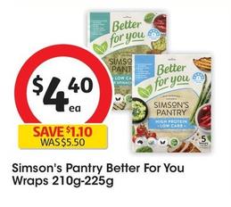 Simson's Pantry - Better For You Wraps 210g-225g offers at $4.4 in Coles