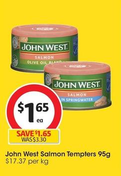John West - Salmon Tempters 95g offers at $1.65 in Coles