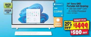 HP - 24" Envy Qhd Portable Aio Desktop 13th Gen Intel Core 15-1335u Processor 16gb 512gb offers at $1499 in JB Hi Fi